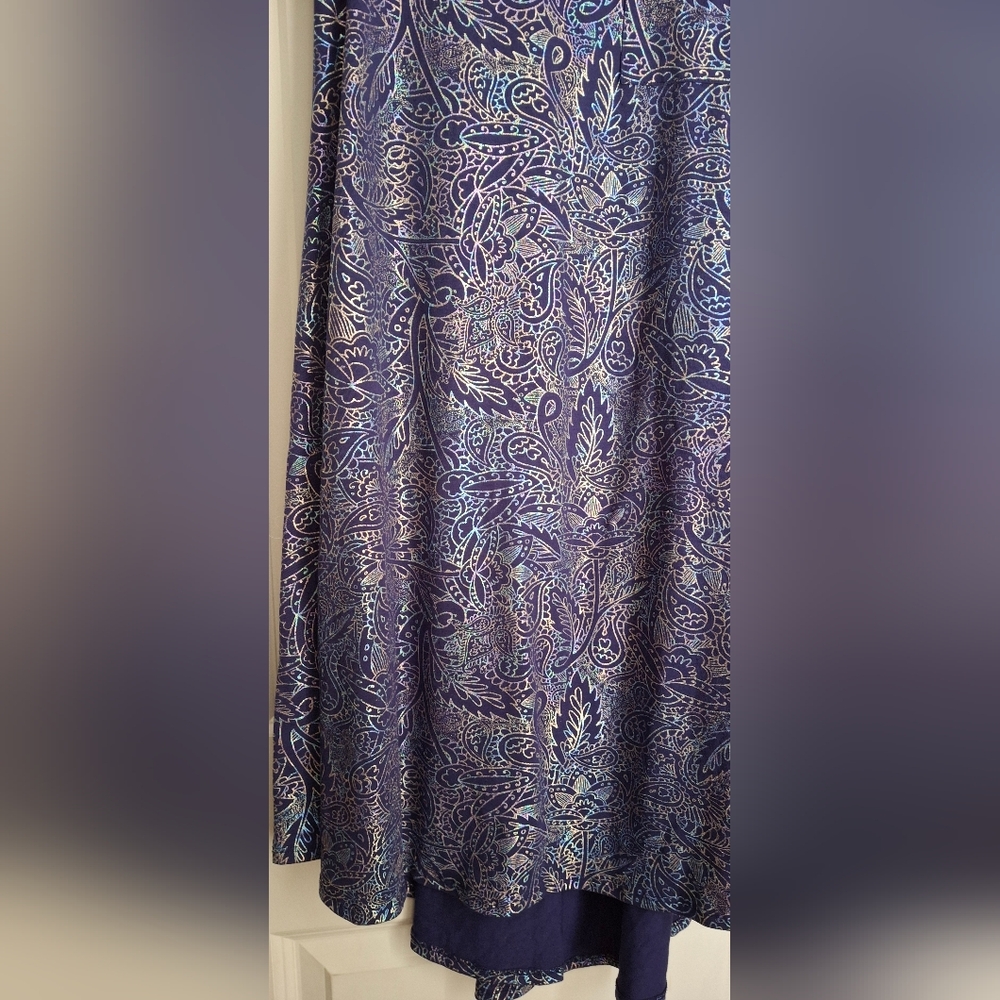 Lularoe metalic carly swing short sleeve mididress size xxs baggy colorfull - Picture 5 of 7
